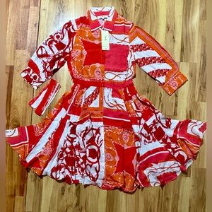 NWT Derhy Women's Style Pentecote Orange Size L Knee Length Dress